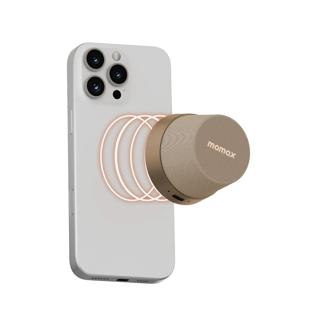 Momax Vibe GO Magnetic Wireless Speaker 2-IN-1 Sandstone(DESERT TITANIUM) Momax Vibe GO Magnetic Wireless Speaker 2-IN-1 Sandstone(DESERT TITANIUM)